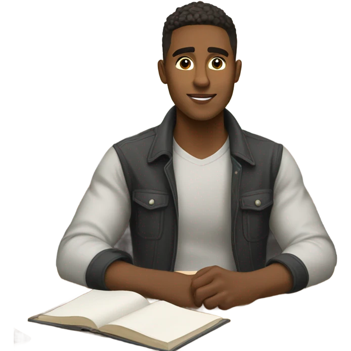Handsome guy doing homework  emoji