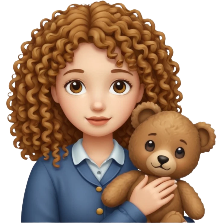 curly hair girl with bear  emoji
