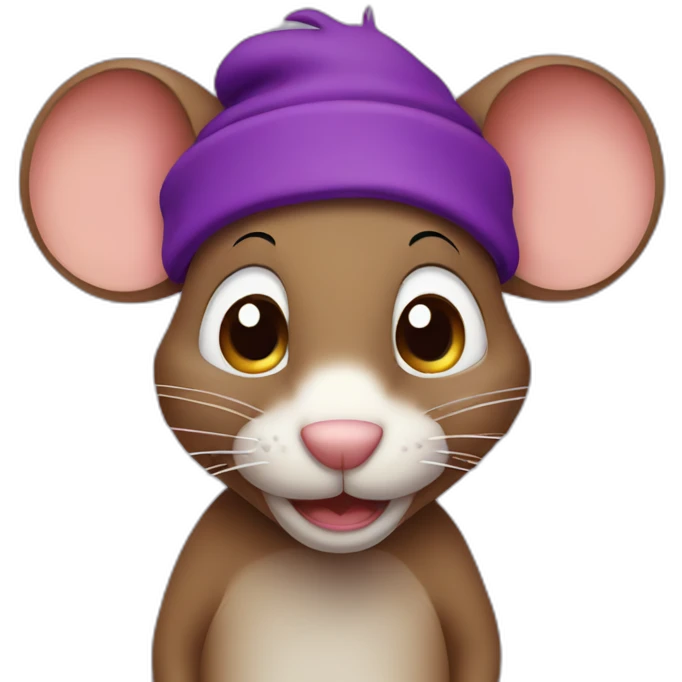 brown jerry mouse cartoon with purple hairband emoji
