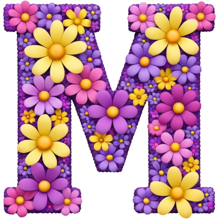 letter m made of flowers emoji