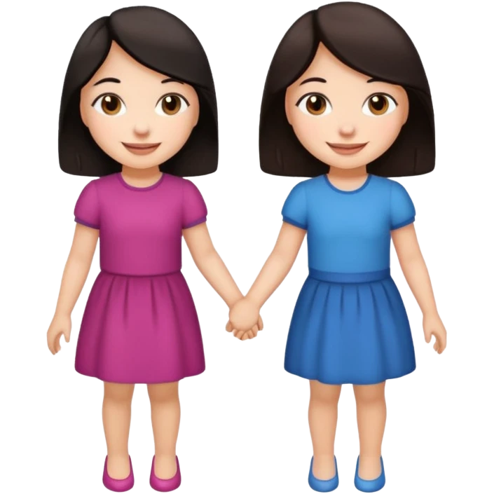 Two friends holding hands girls dark hair emoji