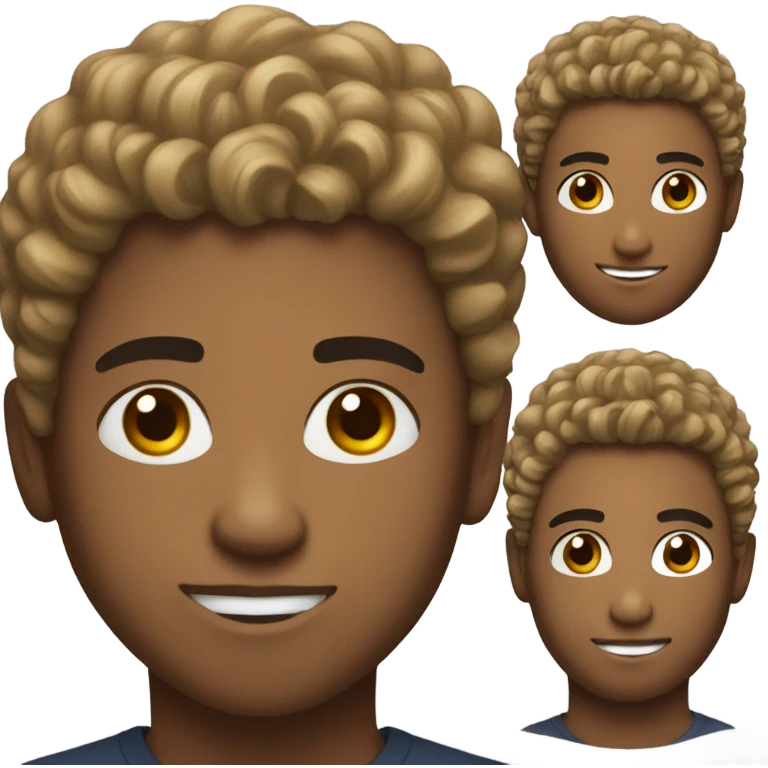 Young mixed man with short curly hair emoji