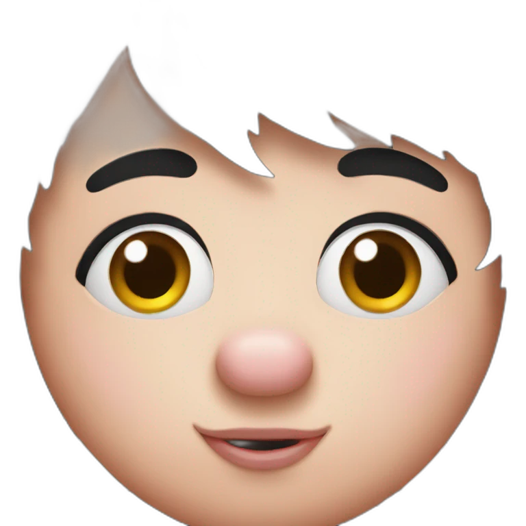 Pig nose with black wig emoji