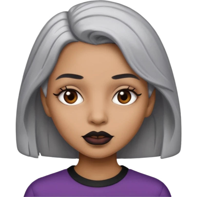 Light brown skin  grey hair black lips girl emoji