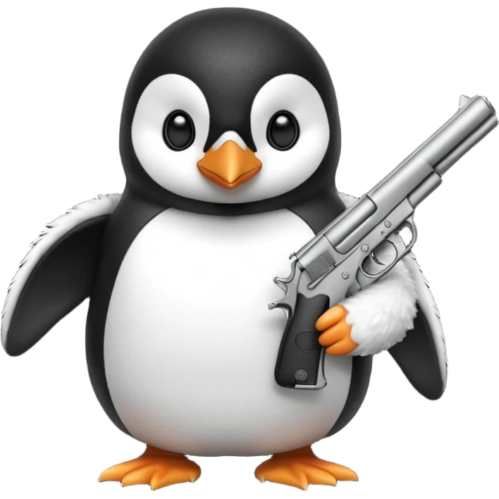 Pingüin with gun in his hand  emoji