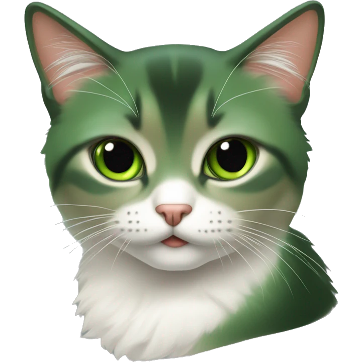 Chat de gouttière bi color yeux vert emoji