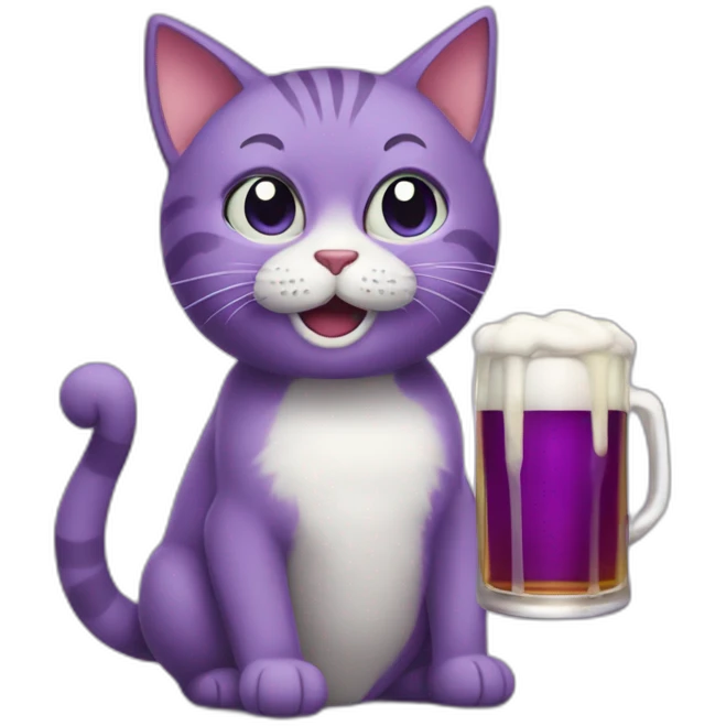 Violet cat drinkig beer emoji