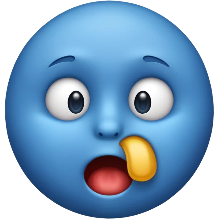 A blue emoji face with the expression of a nervous gulp emoji