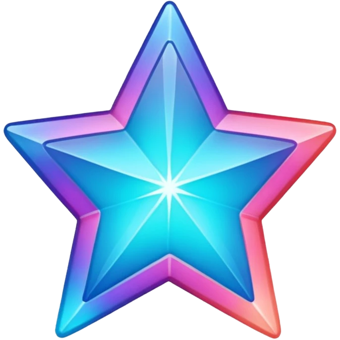 
Star color in in gradient of turquoise, blue, pink, purple, and coral crystal texture emoji