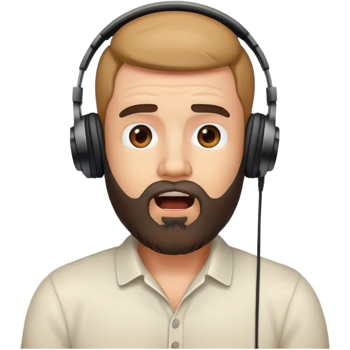 Man with a beard and headphones of his head shocke emoji