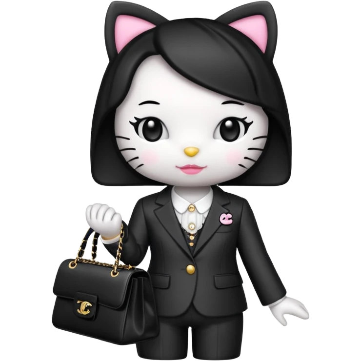 Hello Kitty wears in Chanel with a black bag Timeles emoji