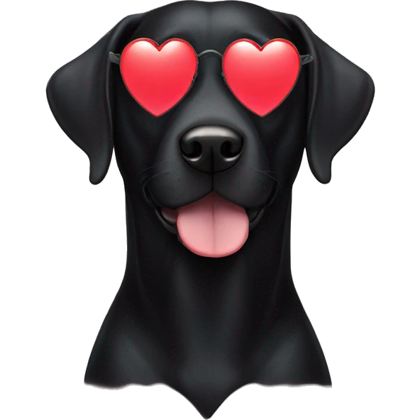black lab dog wearing heart sunglasses emoji