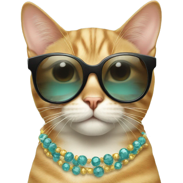 birthday cat with cool earrings and sunglasses emoji