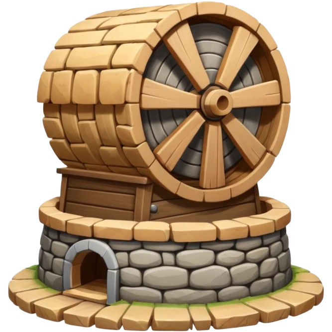 الرحى  حجر يستخدم في طاحونة لطحن الحبوب ويعمل يدوياً أو بقوة الدواب أو بقوة الرياح أو التيار المائي. emoji