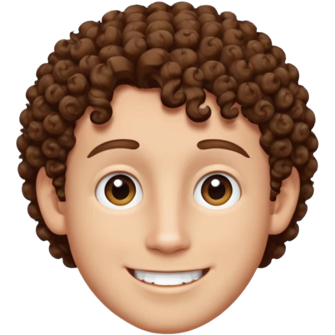 Create an emoji of YouTuber DavidMC's face - he has hair with short sides but a curly top, it is brown. It is not super curly and he has white skin emoji