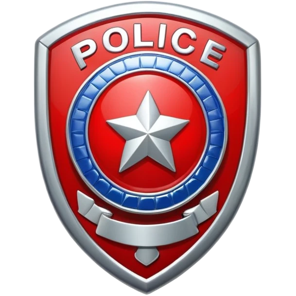 Red police badge with a huge « P » in the middle emoji