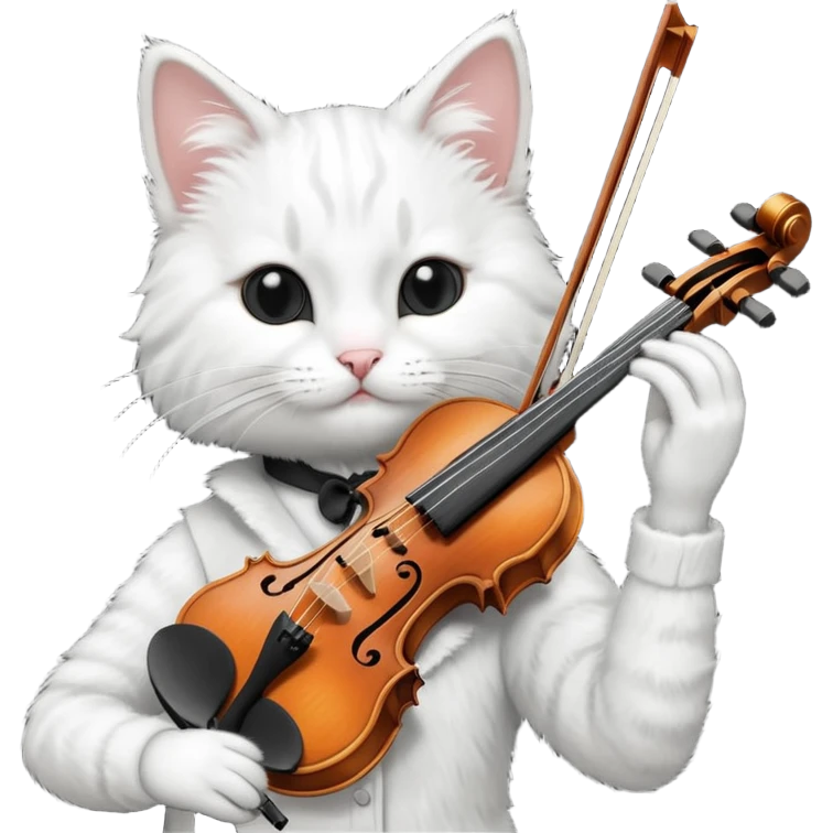 white cat play violin emoji