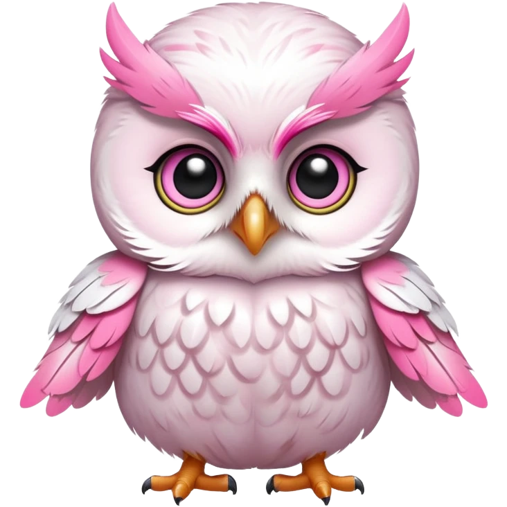 cute baby owl white pink emoji
