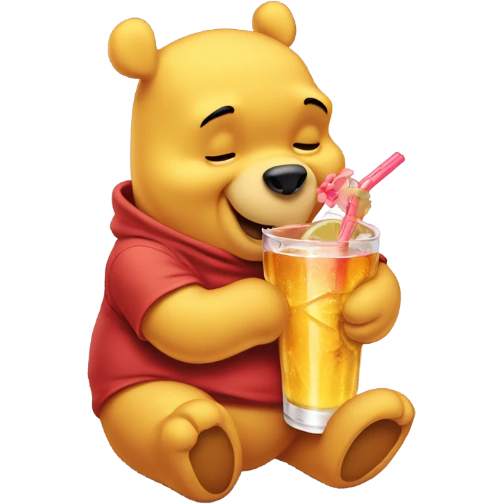 Winnie the Pooh with a drink emoji