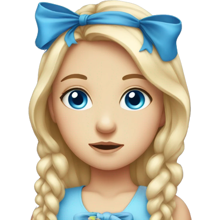 blue-eyed girl with bow emoji