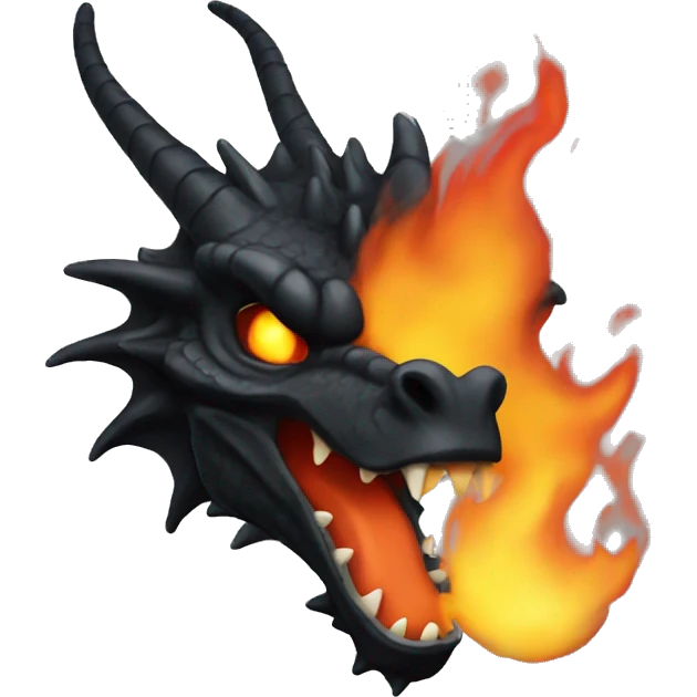 black dragon head breathing fire emoji