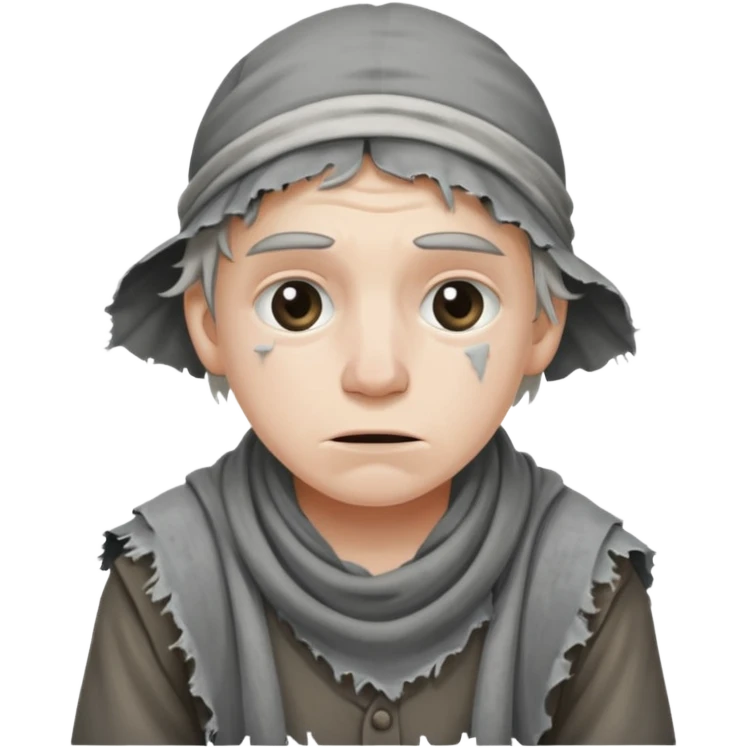 Poor Victorian laborer cowering dressed on rags emoji