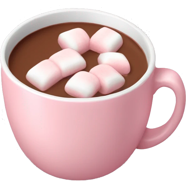 Light Pink mug of hot chocolate with marshmallows  emoji