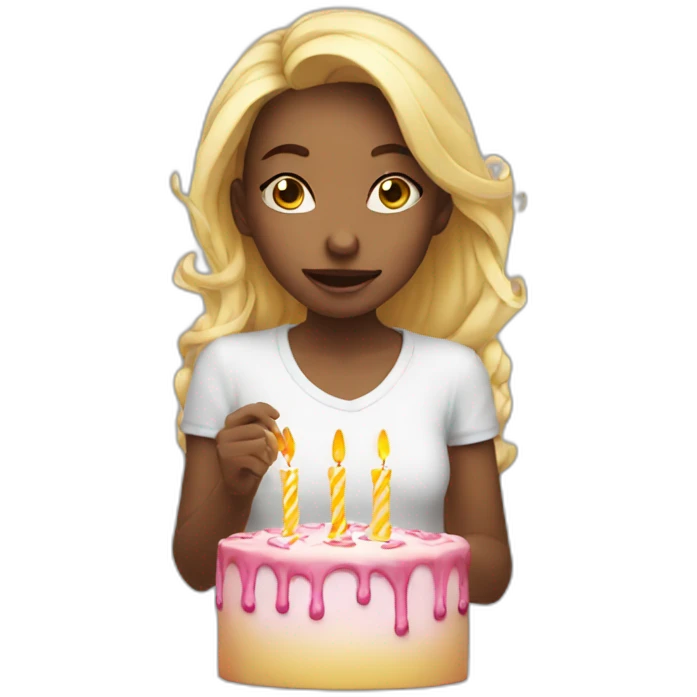 girl white blowing out candles emoji