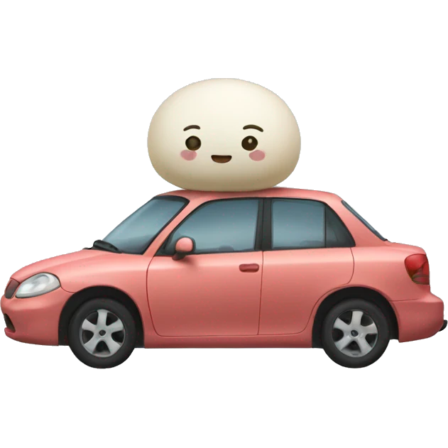 Mochi riding on the car emoji