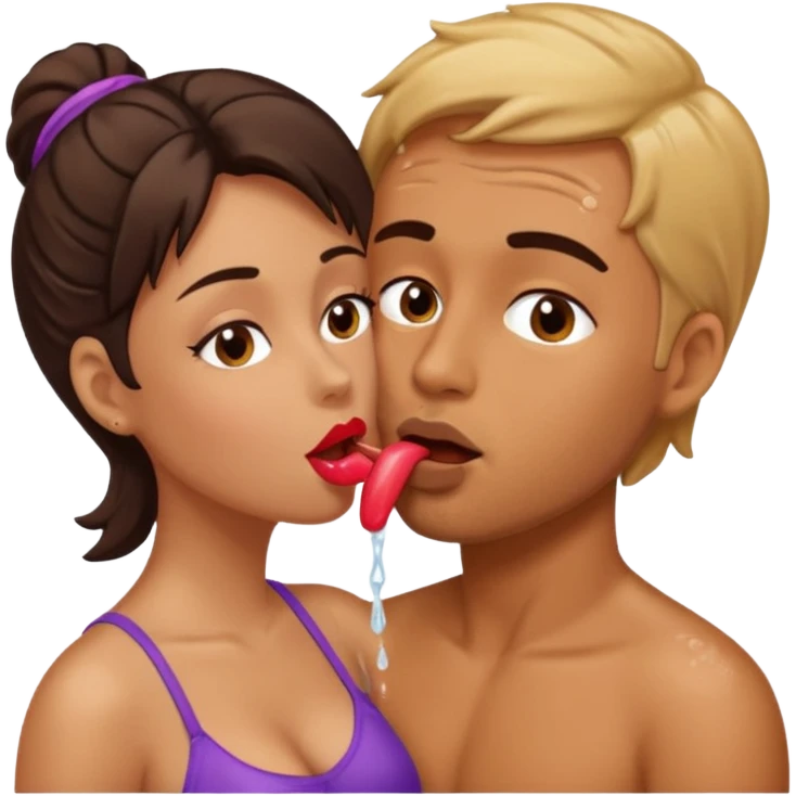 a woman performing sexual fellatio on a man emoji