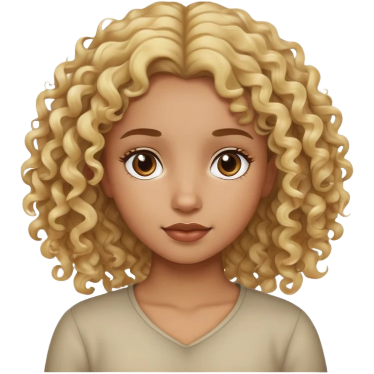 mid brown girl with soft curly blonde hair emoji