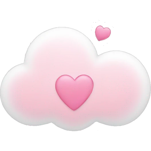 a cloud with a Pastel pink heart with a  emoji