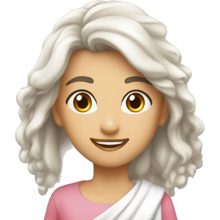فتاه بيضاء بشعر بني كيرلي  emoji