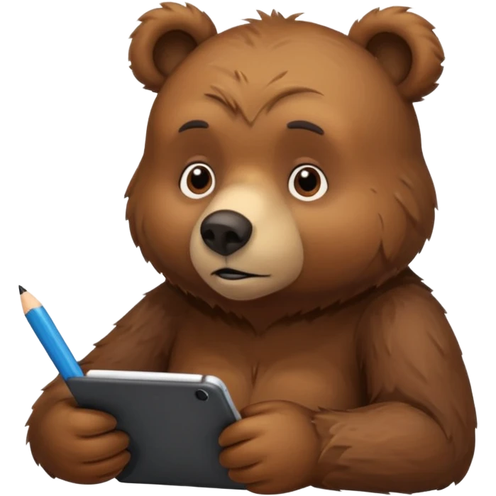 Small brown bear taking a test  emoji