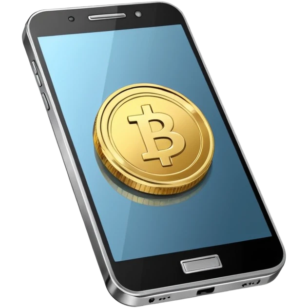 smartphone with a play button and a coin symbol emoji