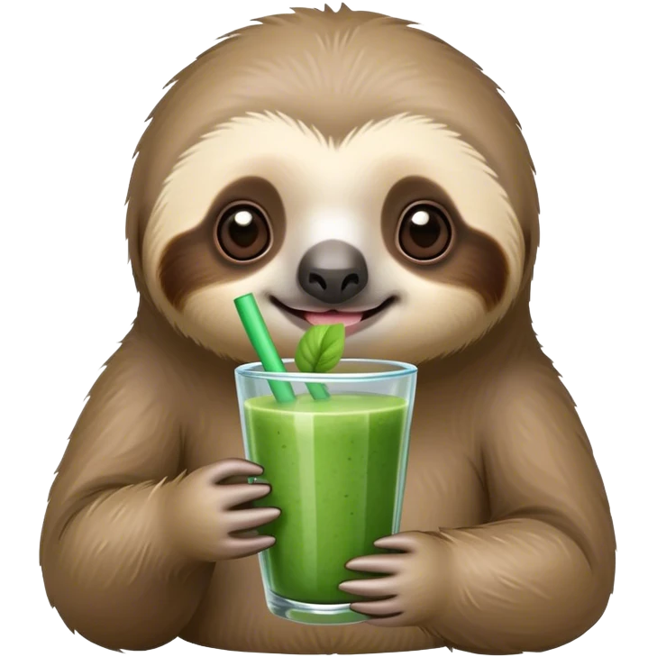 kawaii sloth holding a green smoothie emoji