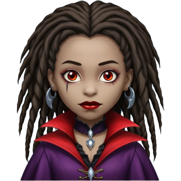 African American girl with dreads dressed like a vampire  emoji