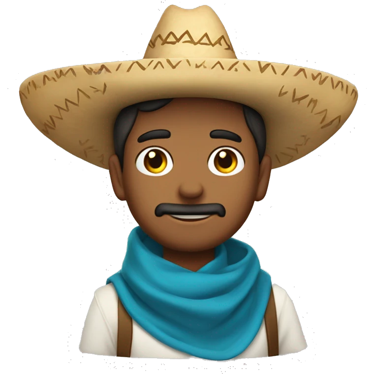 mexican with blue scarf on and mae him wear a sombrero that says mateo emoji