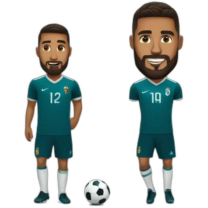 brown man with a beard playling footbal with ronaldo emoji