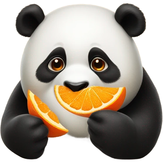 Panda eating orange emoji