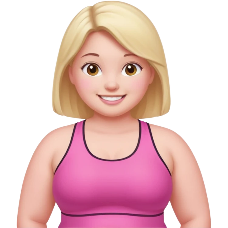a pretty bratz fair girl in pink workout clothes (fat) emoji