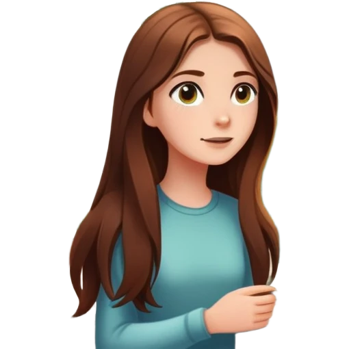White Girl with long brown hair looking out a window with sunbeams and houseplants around her in the background cartoon style  emoji