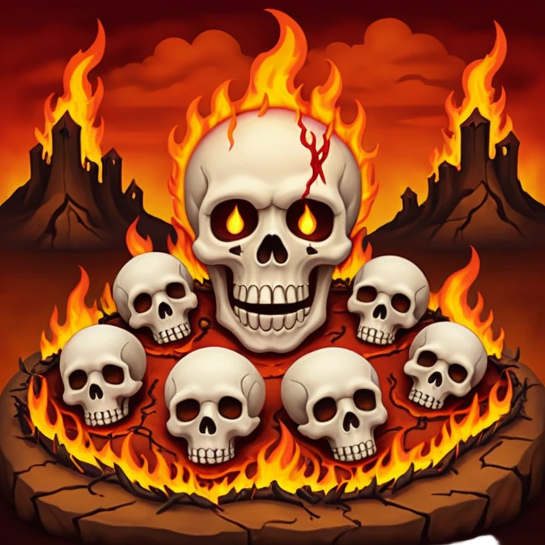 A burning hell landscape in the style of rott8ng corpses in the style of your bloody skull art emoji
