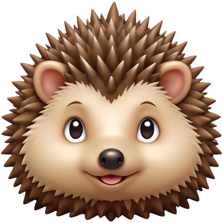 Cinematic Cute Hedgehog Portrait Emoji, Head tilted playfully and inquisitively, featuring a fluffy, spiky brown Fur with an irresistibly cute, round face and tiny ears, round, sparkling eyes filled with curious wonder, Simplified yet irresistibly adorable features, highly detailed, glowing with a warm, friendly glow, high shine, affectionate and quirky, stylized with a touch of woodland whimsy, bright and endearing, soft glowing outline, capturing the essence of a mischievous yet loving hedgehog, so playful it feels like it could roll out of the screen and into your arms! emoji