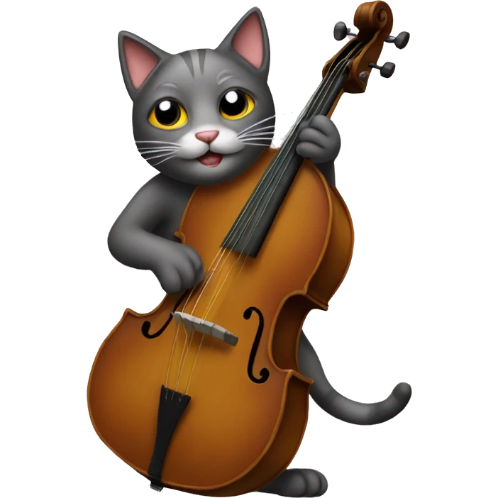 Cat playing an upright bass emoji