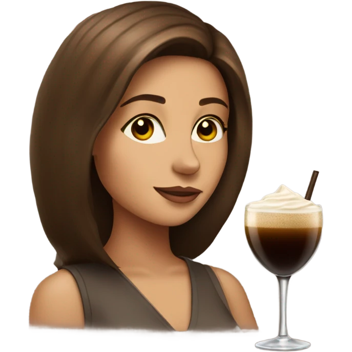 Brown haired Girl with an espresso martini emoji