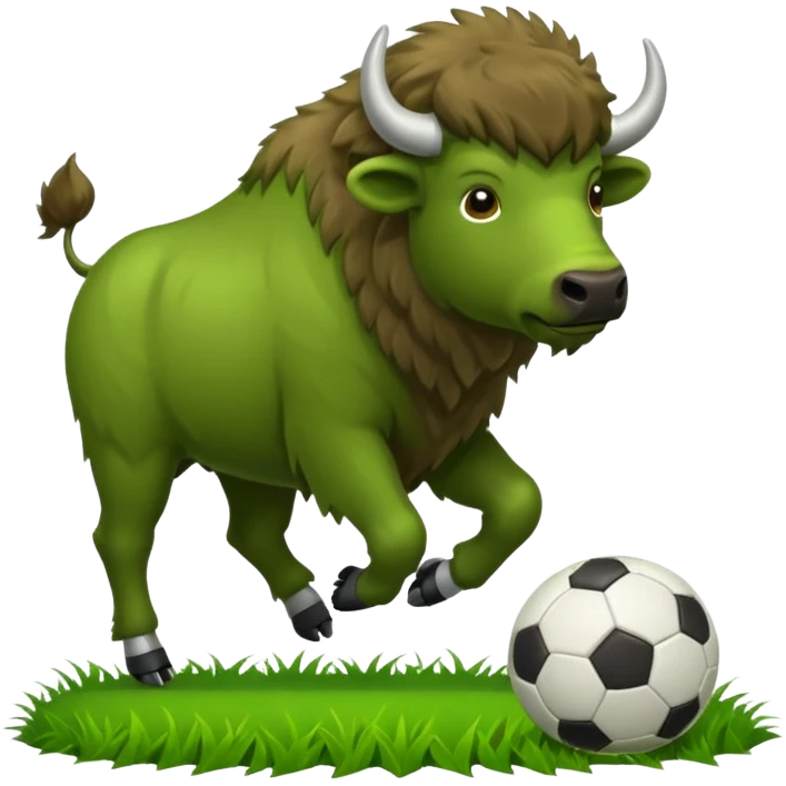 Green bison playing soccer emoji