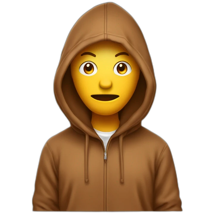 Une tête de poulpe portant un sweat-shirt marron à capuche emoji