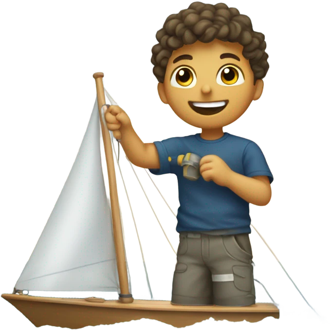 boy using angle polisher on the sailboat emoji