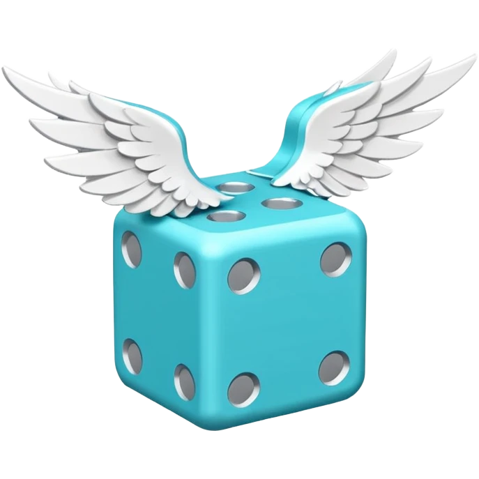 Number cyan 67 Lucky Block with white wings  emoji